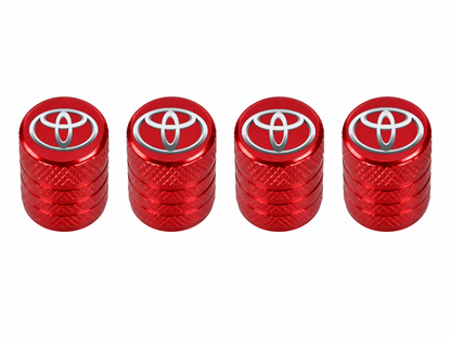 Set 4 Capacele Ventil Auto din Aluminiu cu Sigla Toyota - Rosu