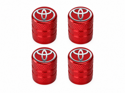 Set 4 Capacele Ventil Auto din Aluminiu cu Sigla Toyota - Rosu