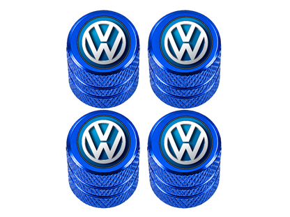 Set 4 Capacele Ventil Auto din Aluminiu cu Sigla Volkswagen - Albastru