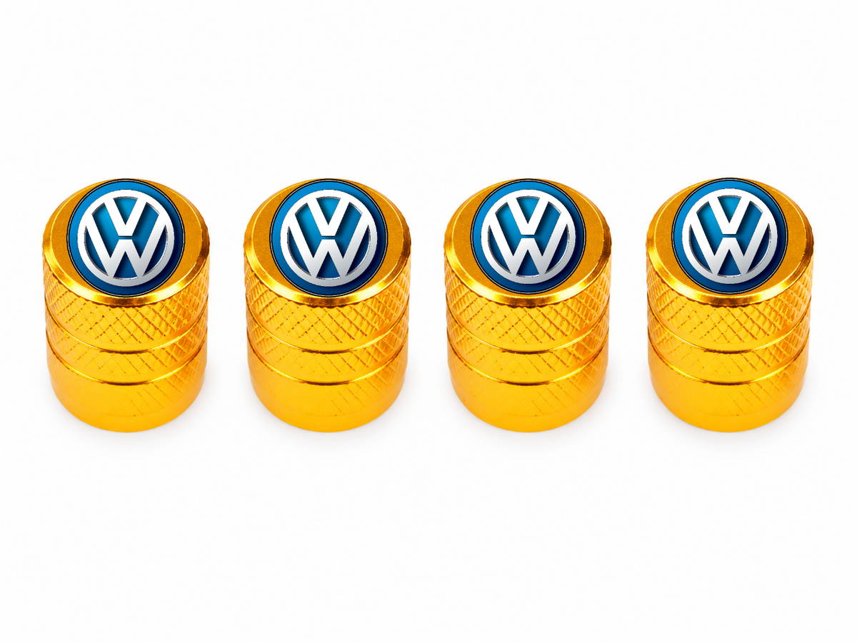 Set 4 Capacele Ventil Auto din Aluminiu cu Sigla Volkswagen - Gold