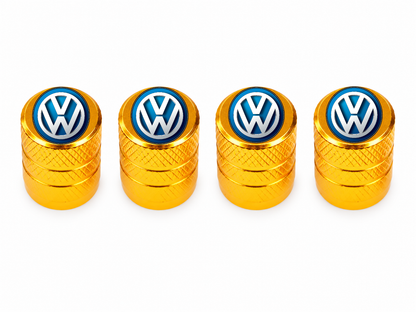 Set 4 Capacele Ventil Auto din Aluminiu cu Sigla Volkswagen - Gold