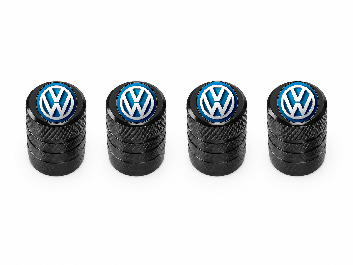 Set 4 Capacele Ventil Auto din Aluminiu cu Sigla Volkswagen - Negru