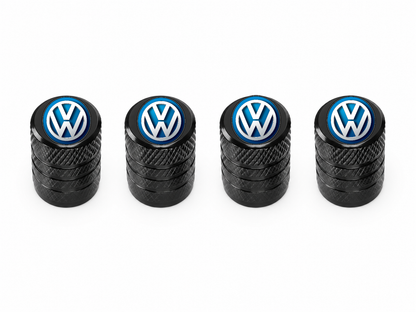 Set 4 Capacele Ventil Auto din Aluminiu cu Sigla Volkswagen - Negru