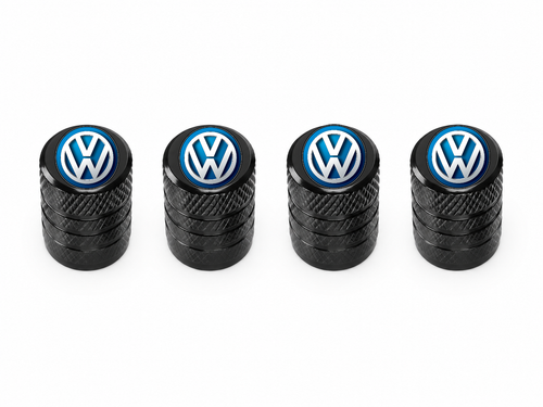 Set 4 Capacele Ventil Auto din Aluminiu cu Sigla Volkswagen - Negru