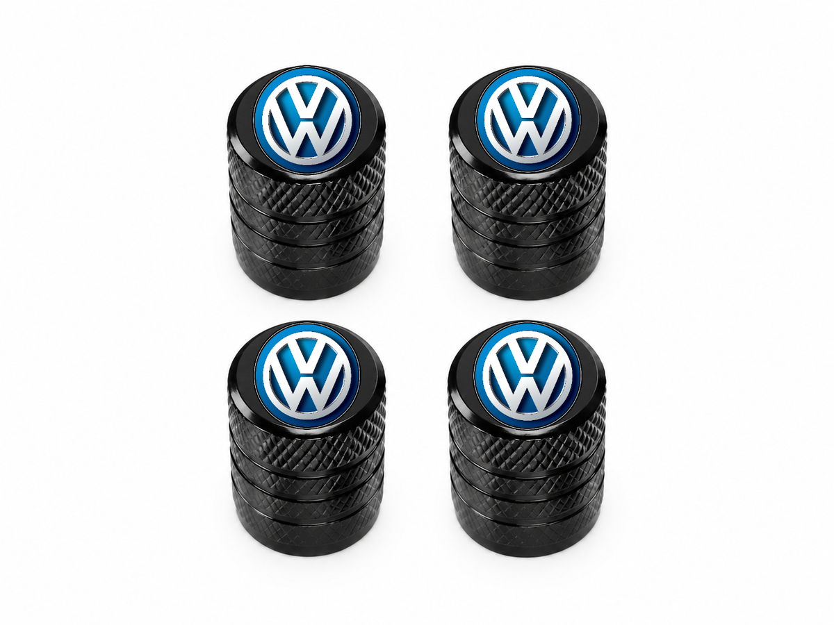 Set 4 Capacele Ventil Auto din Aluminiu cu Sigla Volkswagen - Negru