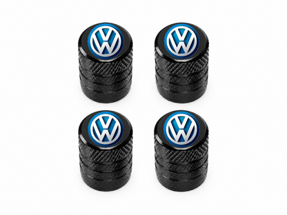 Set 4 Capacele Ventil Auto din Aluminiu cu Sigla Volkswagen - Negru