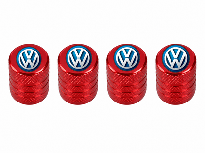Set 4 Capacele Ventil Auto din Aluminiu cu Sigla Volkswagen - Rosu