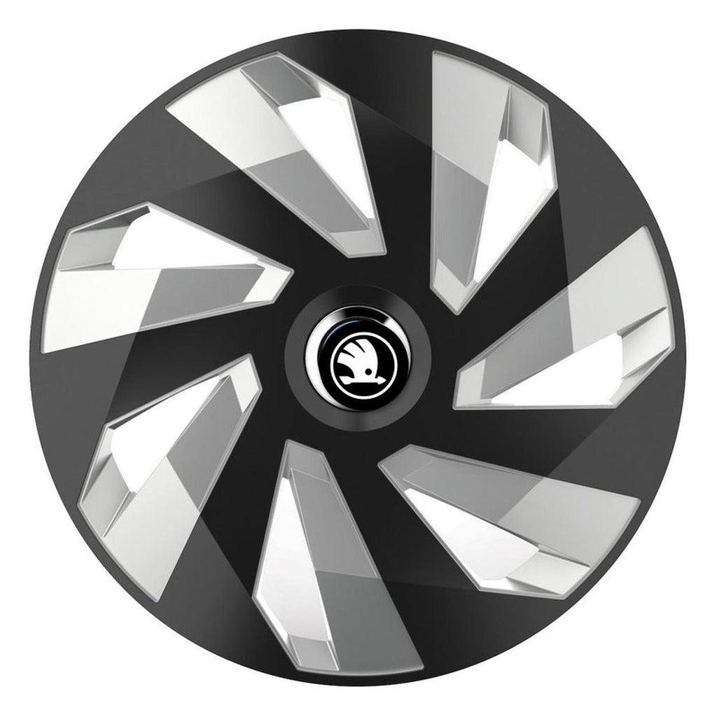 Set 4 Capace Roti, potrivite jantelor de R14, pentru Skoda Nou, model vector black and silver