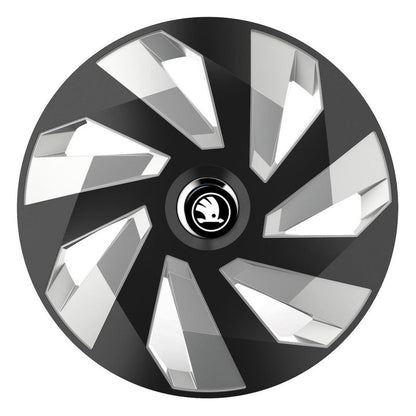 Set 4 Capace Roti, potrivite jantelor de R14, pentru Skoda Nou, model vector black and silver