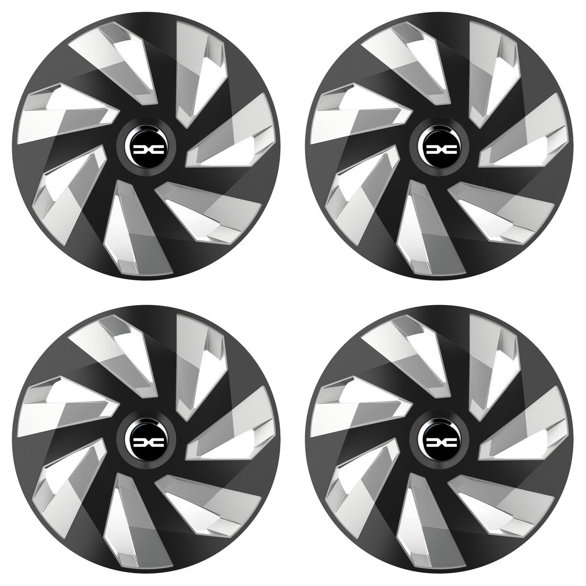 Set 4 Capace Roti, potrivite jantelor de R15, pentru Dacia Nou, model vector black and silver