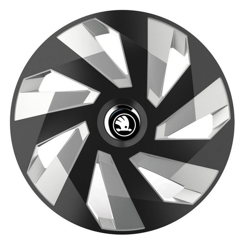 Set 4 Capace Roti, potrivite jantelor de R15, pentru Skoda Nou, model vector black and silver