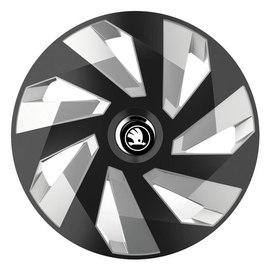Set 4 Capace Roti, potrivite jantelor de R15, pentru Skoda Nou, model vector black and silver