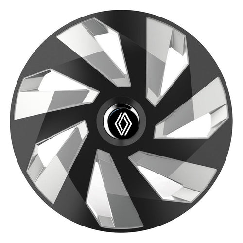 Set 4 Capace Roti, potrivite jantelor de R15, pentru Renault Nou, model vector black and silver