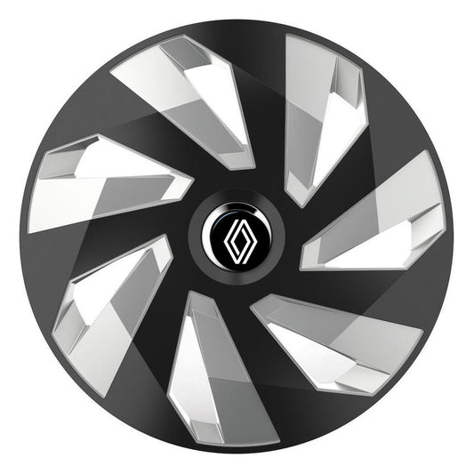 Set 4 Capace Roti, potrivite jantelor de R15, pentru Renault Nou, model vector black and silver