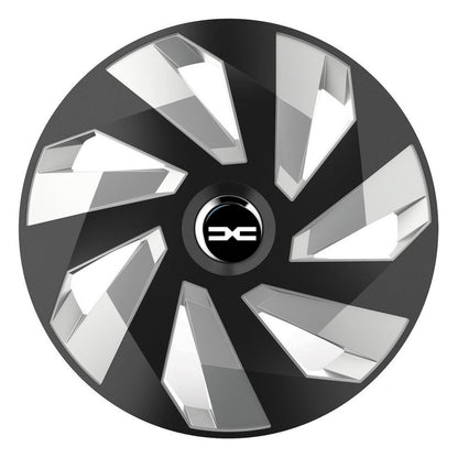 Set 4 Capace Roti, potrivite jantelor de R16, pentru Dacia Nou, model vector black and silver