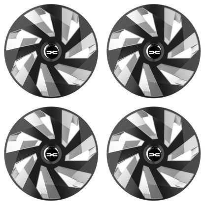 Set 4 Capace Roti, potrivite jantelor de R16, pentru Dacia Nou, model vector black and silver