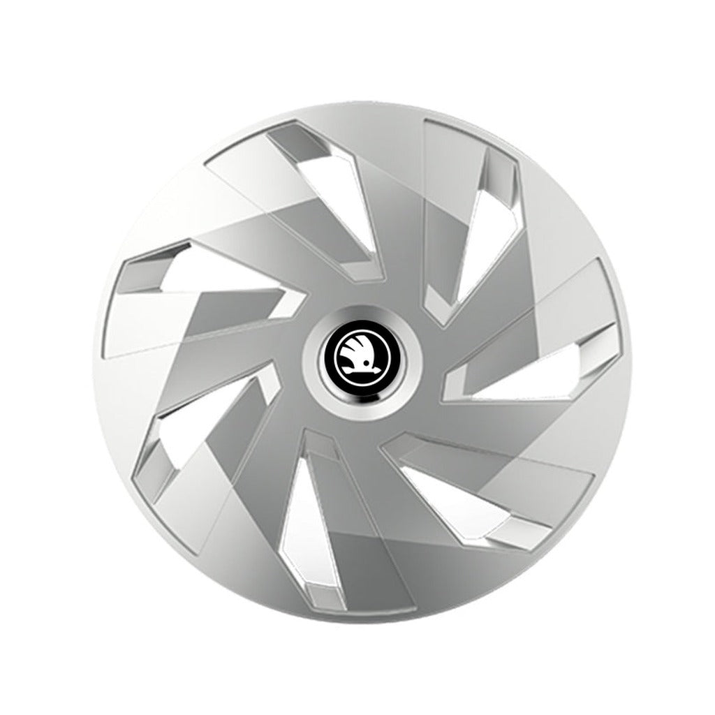 Set 4 capace roti Cu Inel Cromat Vector R14 Compatibil Cu Skoda Nou