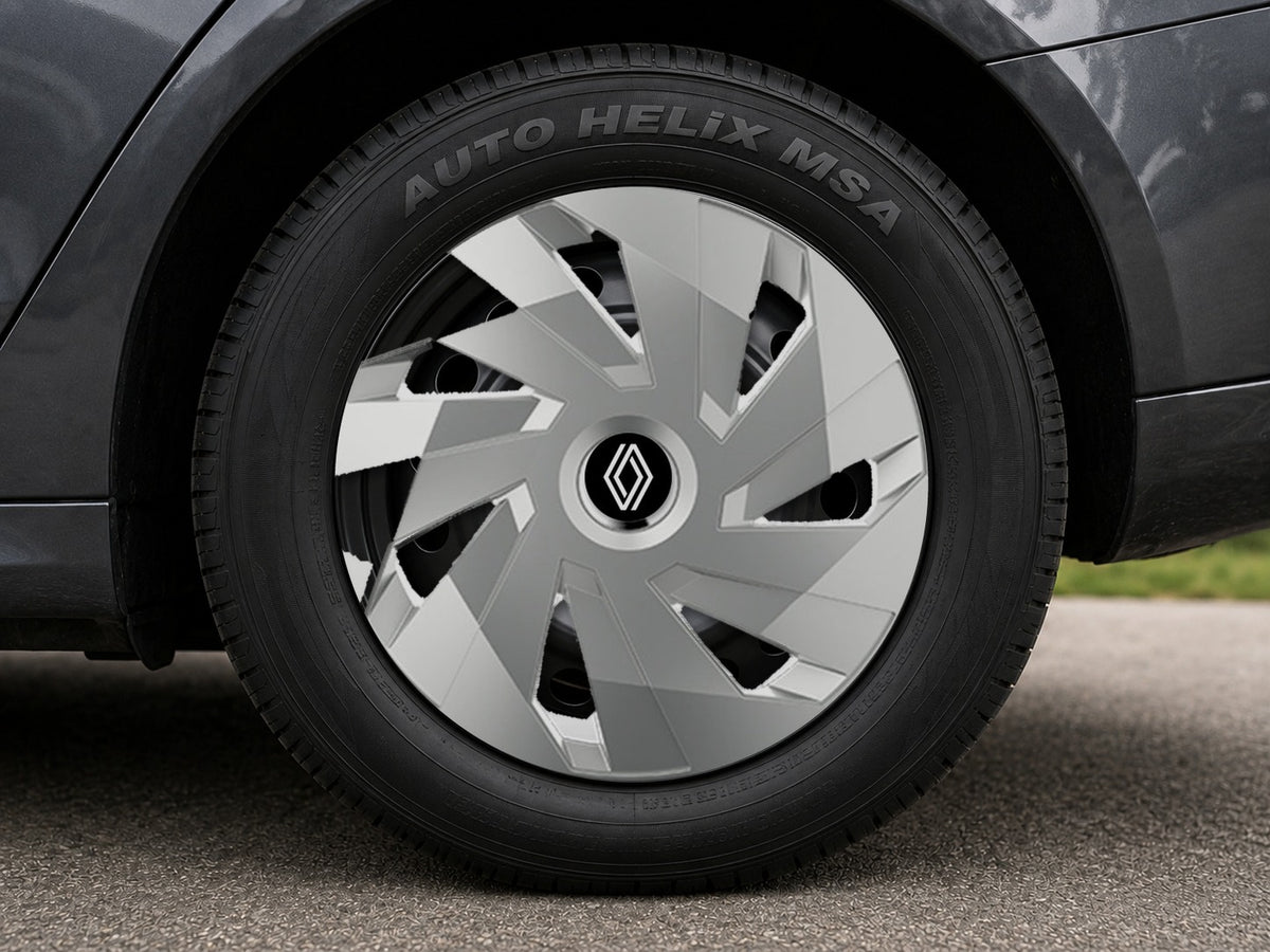 Set 4 capace roti Cu Inel Cromat Vector R14 Compatibil Cu Renault Nou