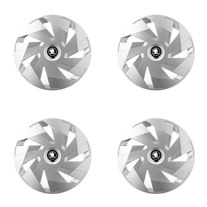 Set 4 capace roti Cu Inel Cromat Vector R15 Compatibil Cu Skoda Nou