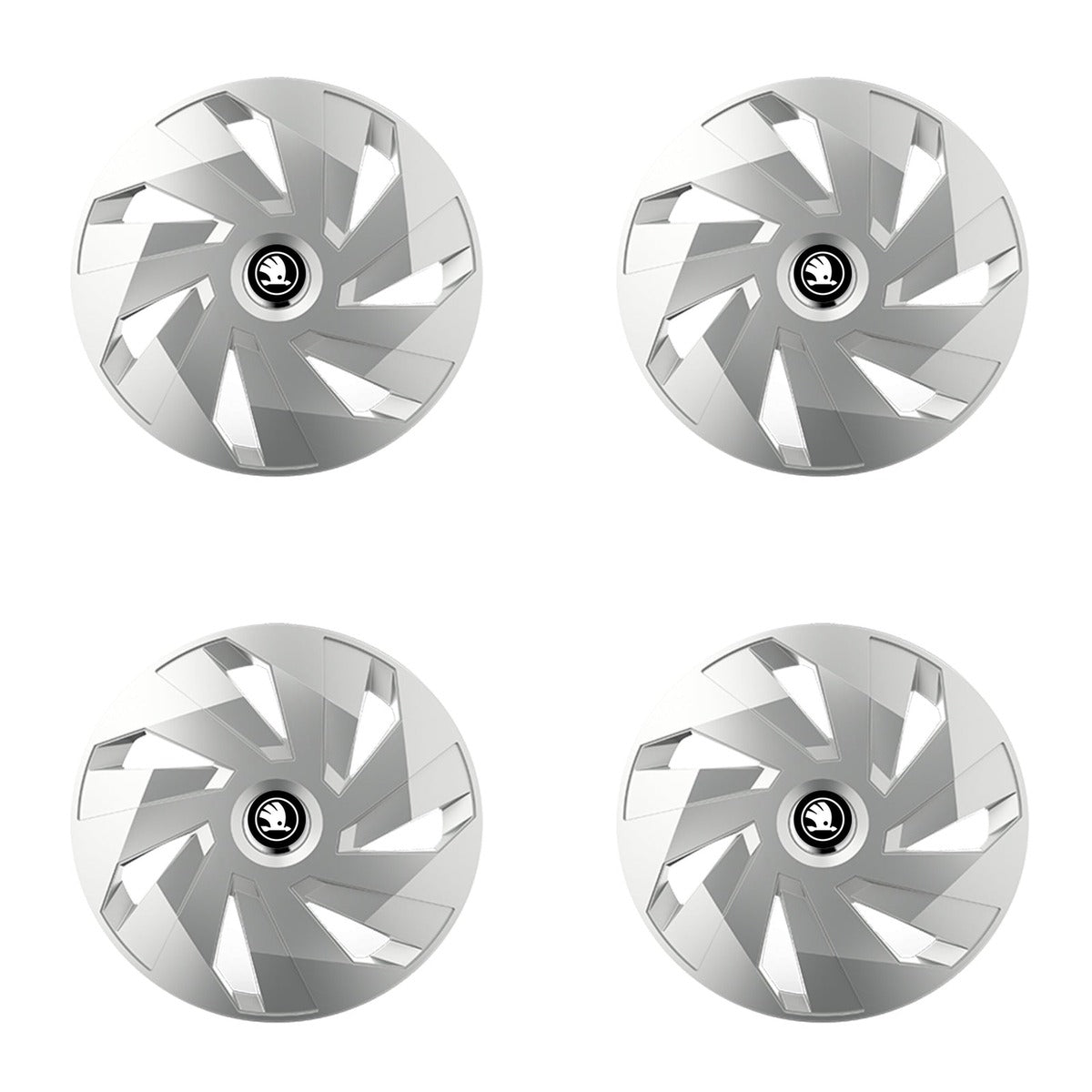 Set 4 capace roti Cu Inel Cromat Vector R16 Compatibil Cu Skoda Nou
