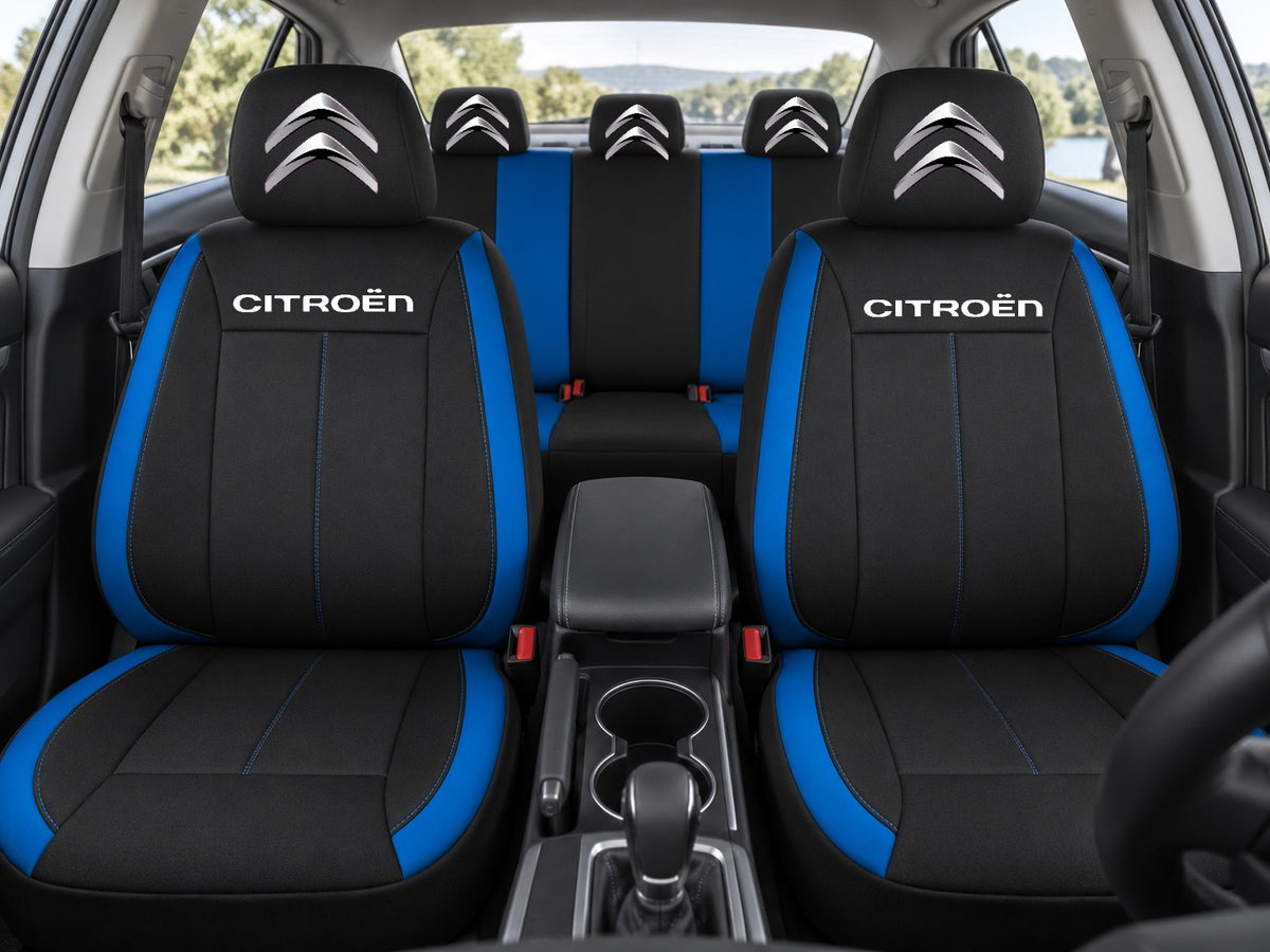 Set huse scaune Vision albastru cu logo Citroen