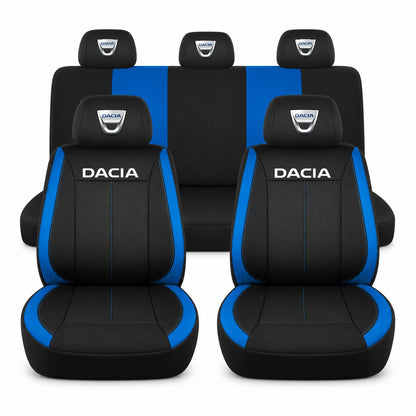 Set huse scaune Vision albastru cu logo Dacia