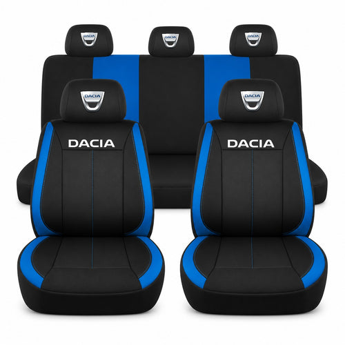 Set huse scaune Vision albastru cu logo Dacia