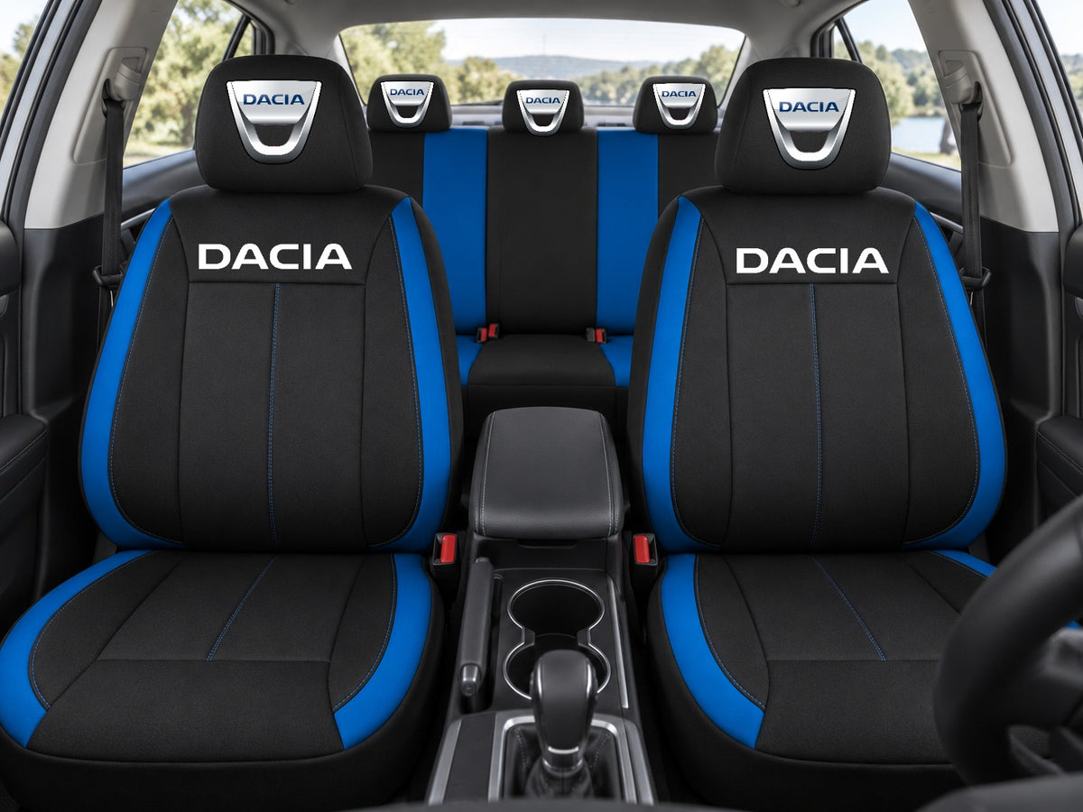 Set huse scaune Vision albastru cu logo Dacia