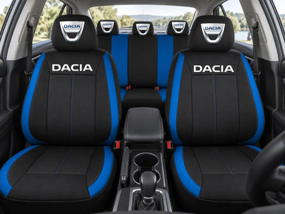 Set huse scaune Vision albastru cu logo Dacia