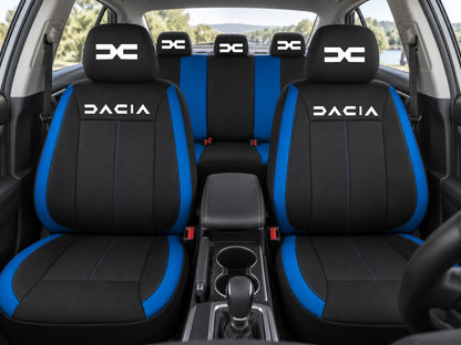 Set huse scaune Vision albastru cu logo Dacia Nou