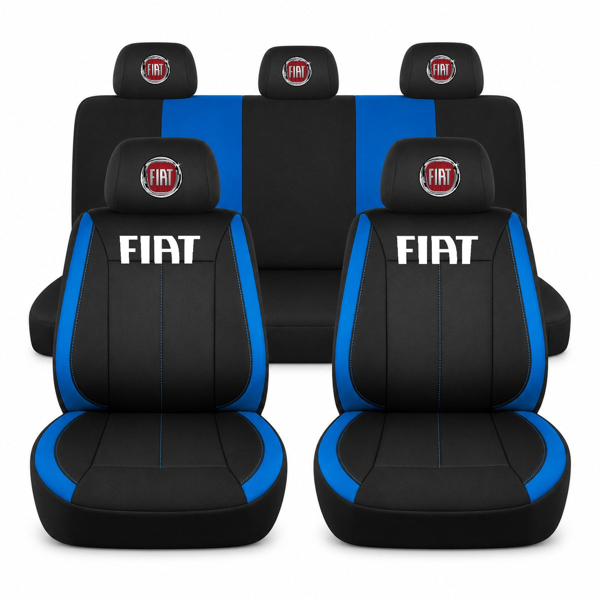 Set huse scaune Vision albastru cu logo Fiat