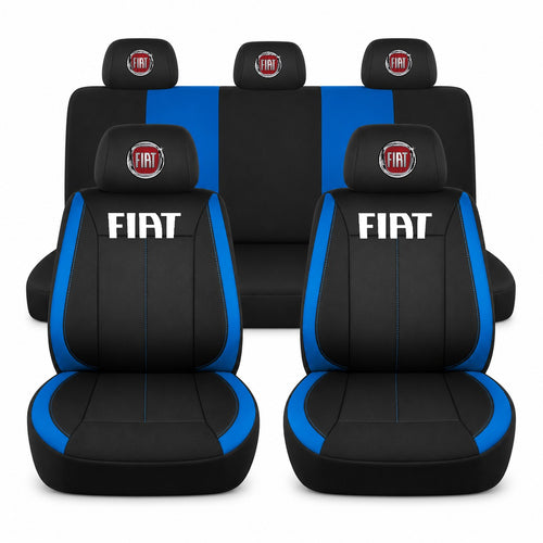 Set huse scaune Vision albastru cu logo Fiat