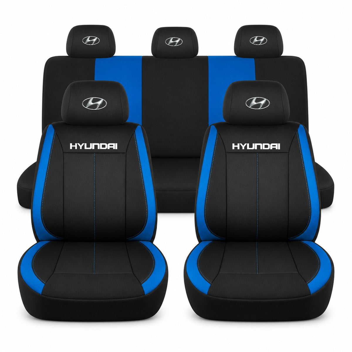 Set huse scaune Vision albastru cu logo Hyundai