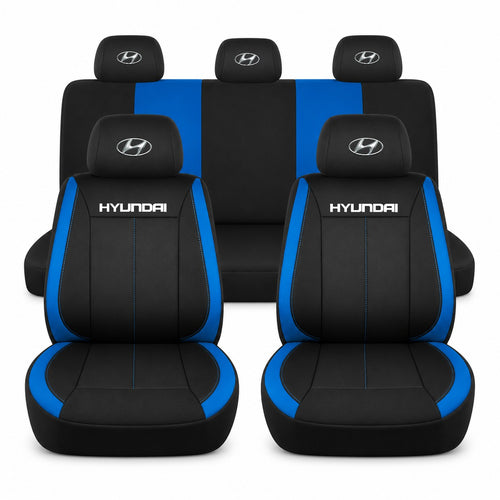 Set huse scaune Vision albastru cu logo Hyundai