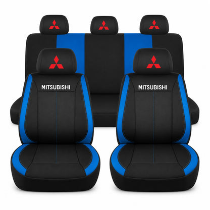 Set huse scaune Vision albastru cu logo Mitsubishi