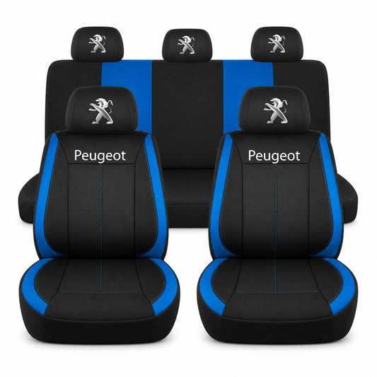 Set huse scaune Vision albastru cu logo Peugeot