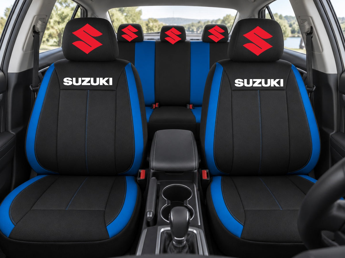Set huse scaune Vision albastru cu logo Suzuki