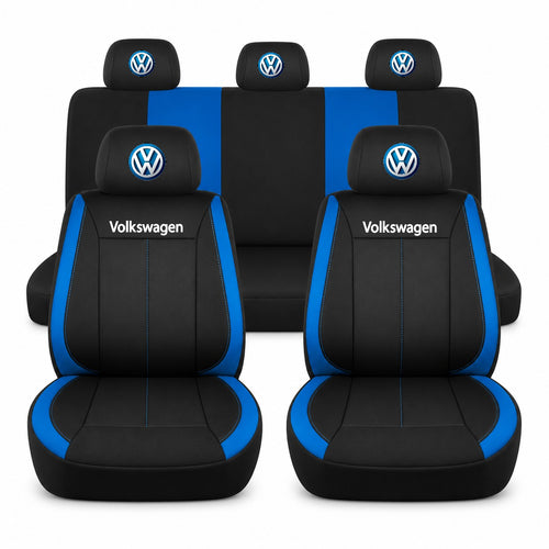 Set huse scaune Vision albastru cu logo Volkswagen