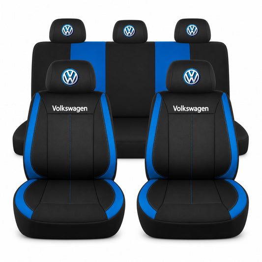 Set huse scaune Vision albastru cu logo Volkswagen