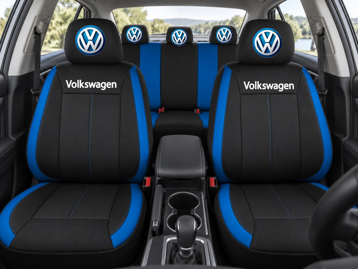 Set huse scaune Vision albastru cu logo Volkswagen