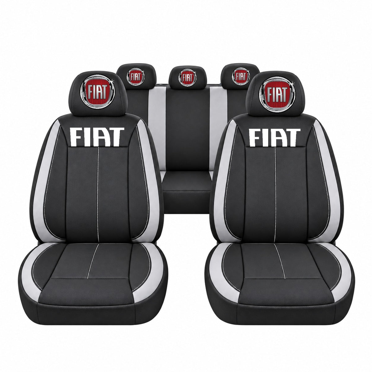 Set huse scaune Vision gri cu logo Fiat
