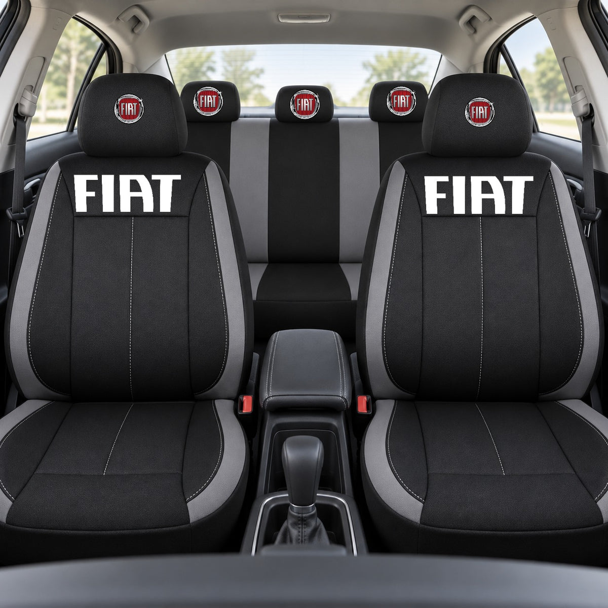 Set huse scaune Vision gri cu logo Fiat