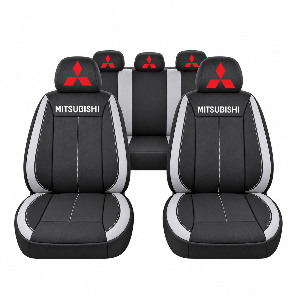Set huse scaune Vision gri cu logo Mitsubishi