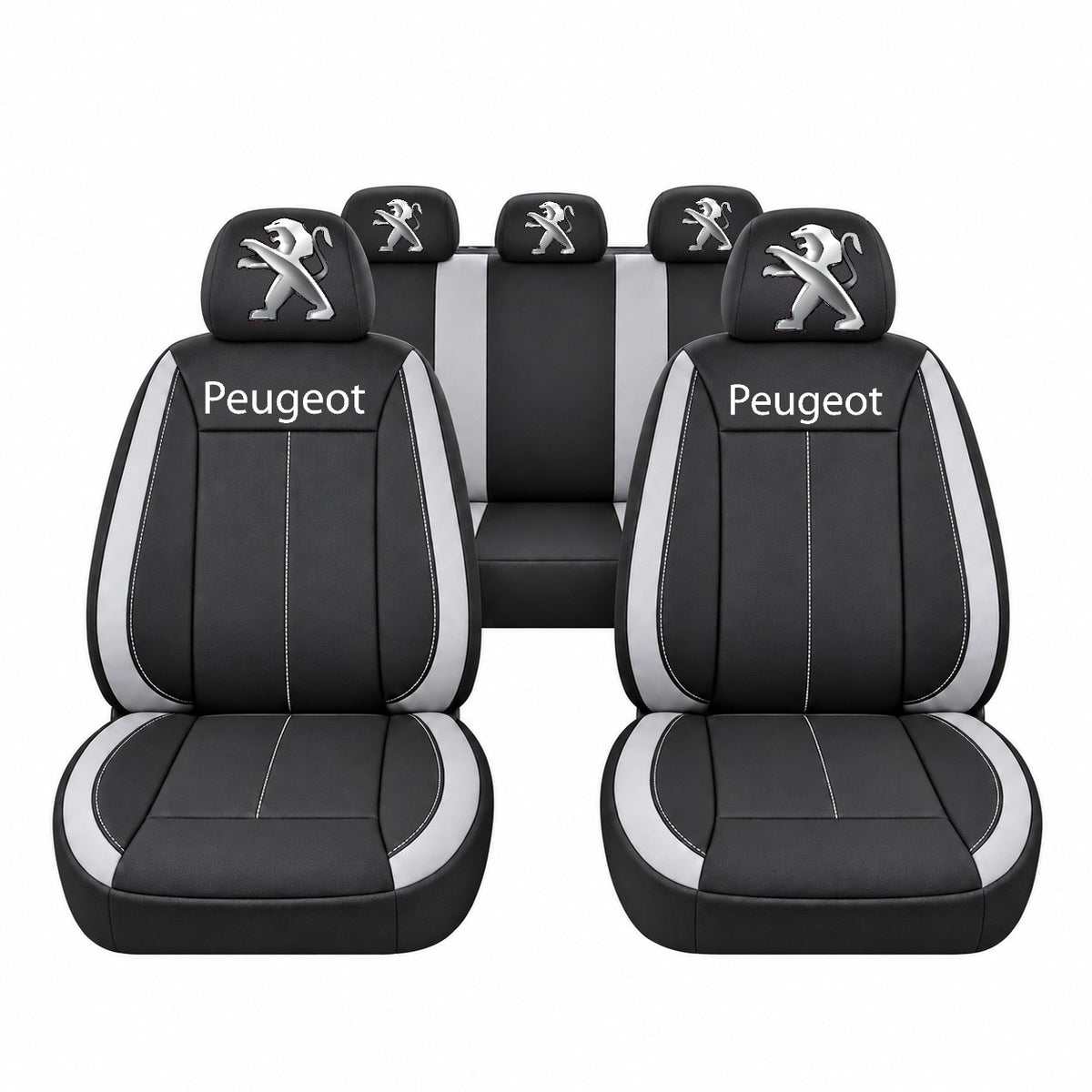 Set huse scaune Vision gri cu logo Peugeot