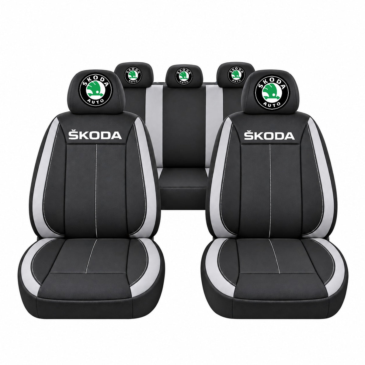 Set huse scaune Vision gri cu logo Skoda