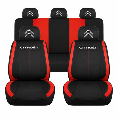 Set huse scaune Vision rosu cu logo Citroen