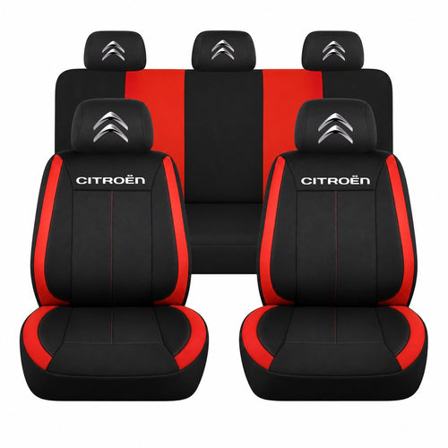 Set huse scaune Vision rosu cu logo Citroen