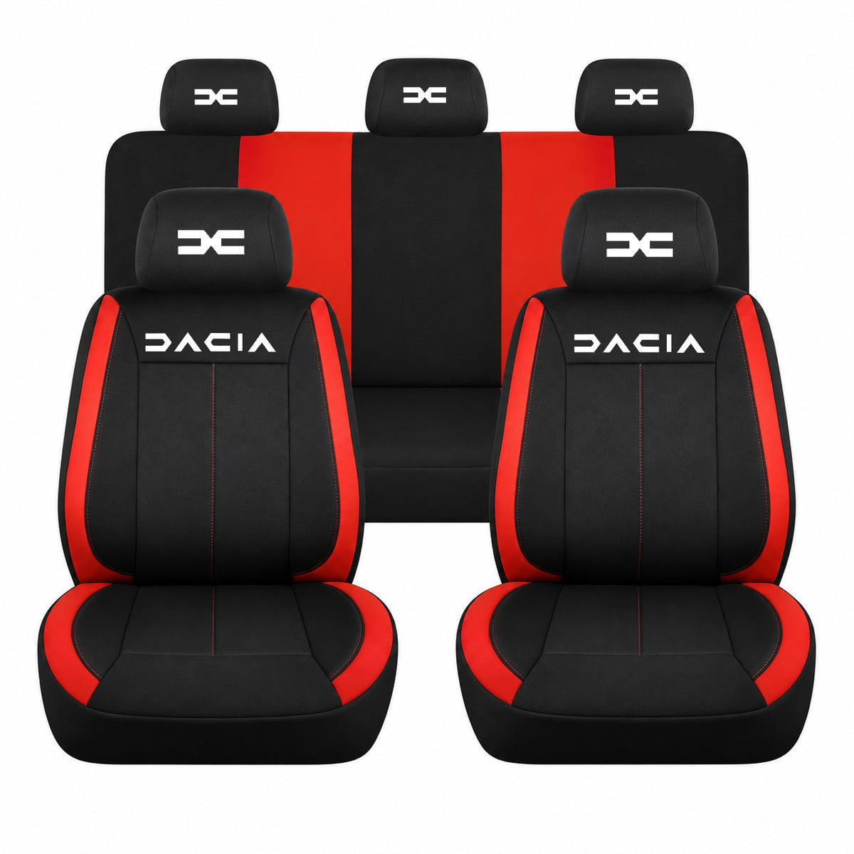 Set huse scaune Vision rosu cu logo Dacia Nou