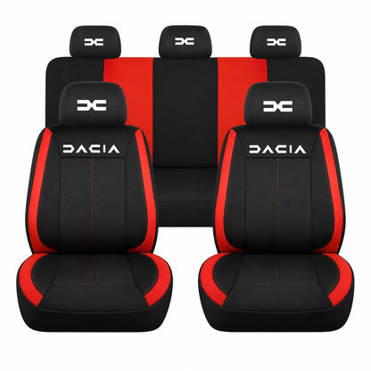 Set huse scaune Vision rosu cu logo Dacia Nou