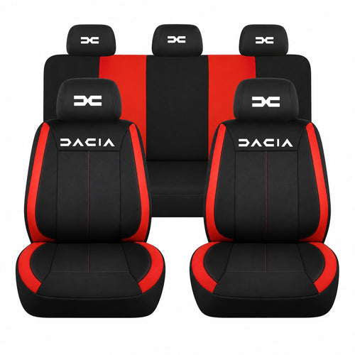 Set huse scaune Vision rosu cu logo Dacia Nou